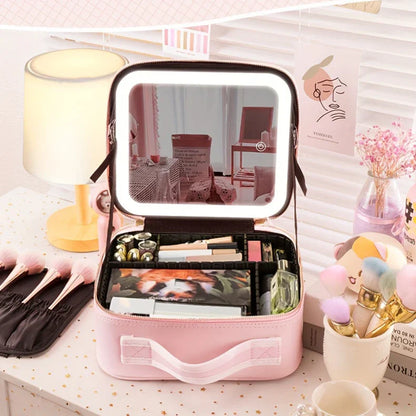 Valentinaᵀᴹ Makeup Bag With Mirror LED Lighted