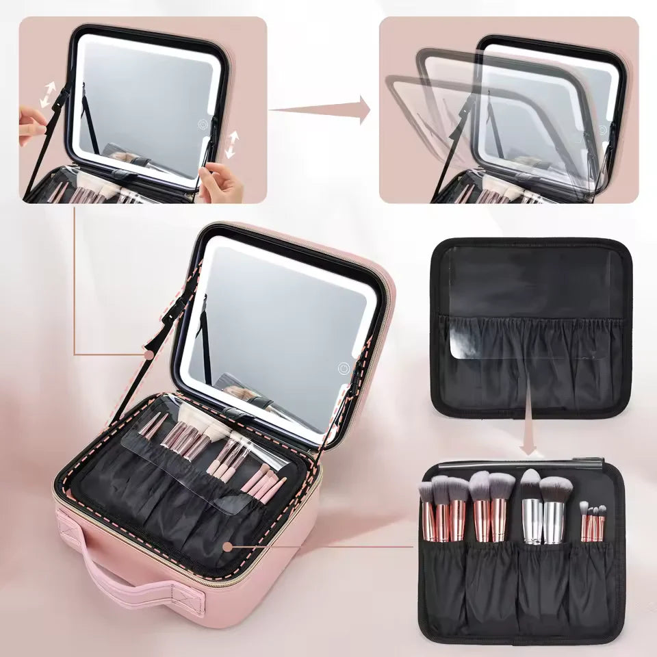 Valentinaᵀᴹ Makeup Bag With Mirror LED Lighted