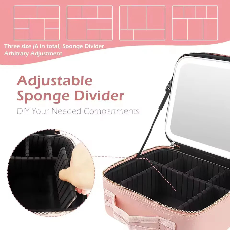 Valentinaᵀᴹ Makeup Bag With Mirror LED Lighted