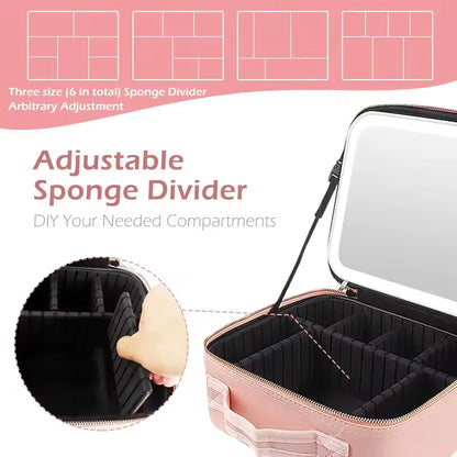 Valentinaᵀᴹ Makeup Bag With Mirror LED Lighted