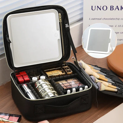 Valentinaᵀᴹ Makeup Bag With Mirror LED Lighted