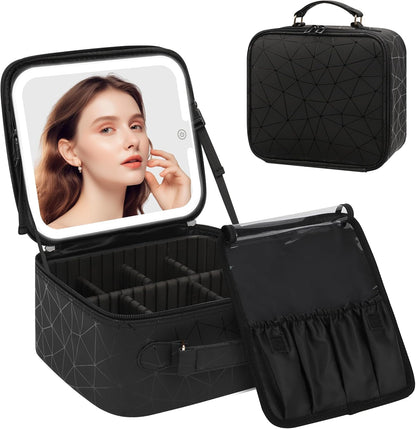 Valentinaᵀᴹ Makeup Bag With Mirror LED Lighted