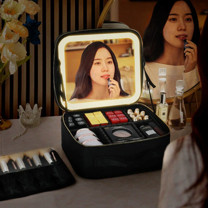 Valentinaᵀᴹ Makeup Bag With Mirror LED Lighted
